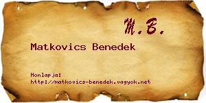 Matkovics Benedek névjegykártya